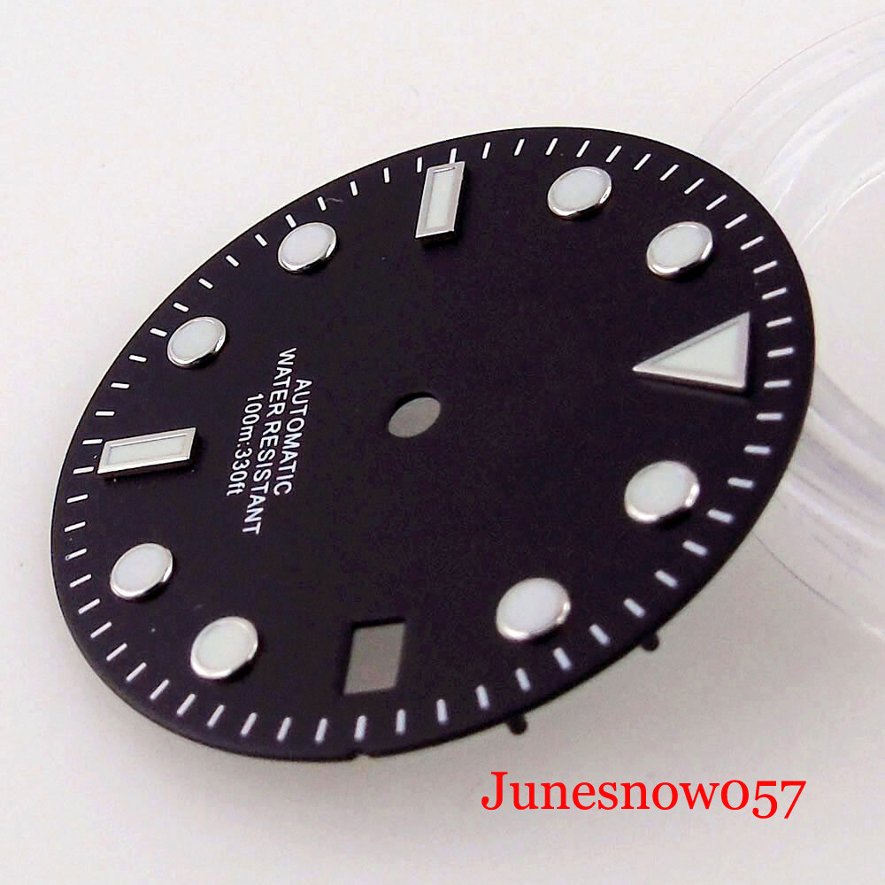 28.5mm Men’s Watch Dial Greenish-blue Luminous Fit NH35A MIYOTA ETA2824 Movement