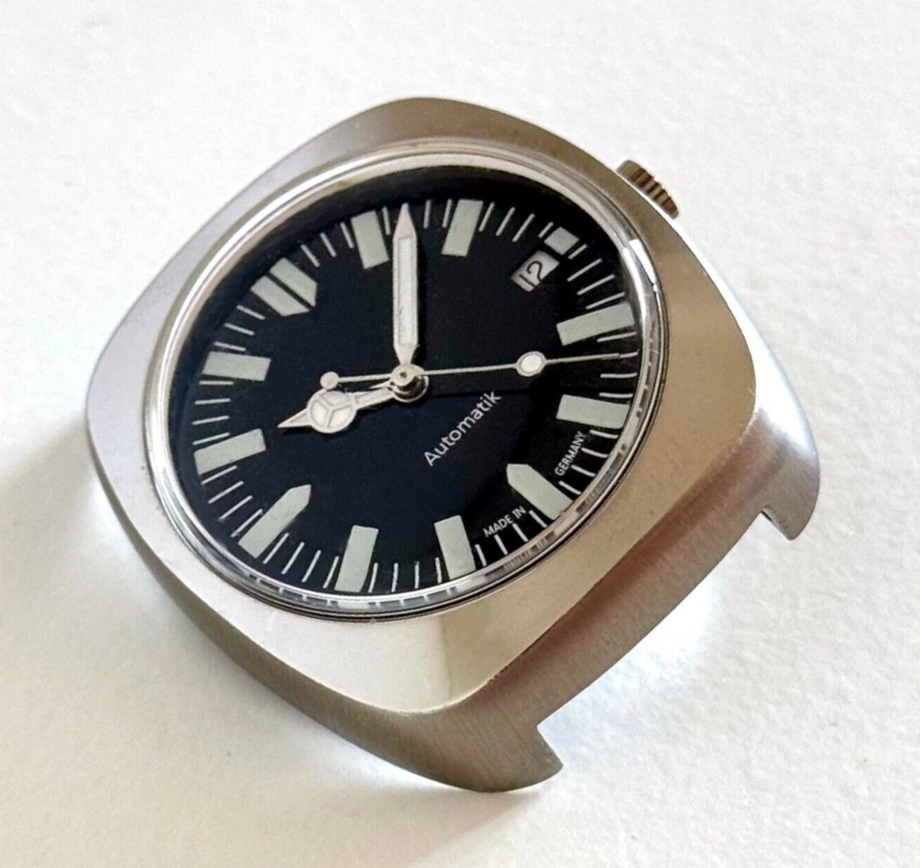 ST.STEEL CASE ETA 2836-2 / 2824-2 / SW 220 AUTOMATIC WATCH VINTAGE GERMANY NOS
