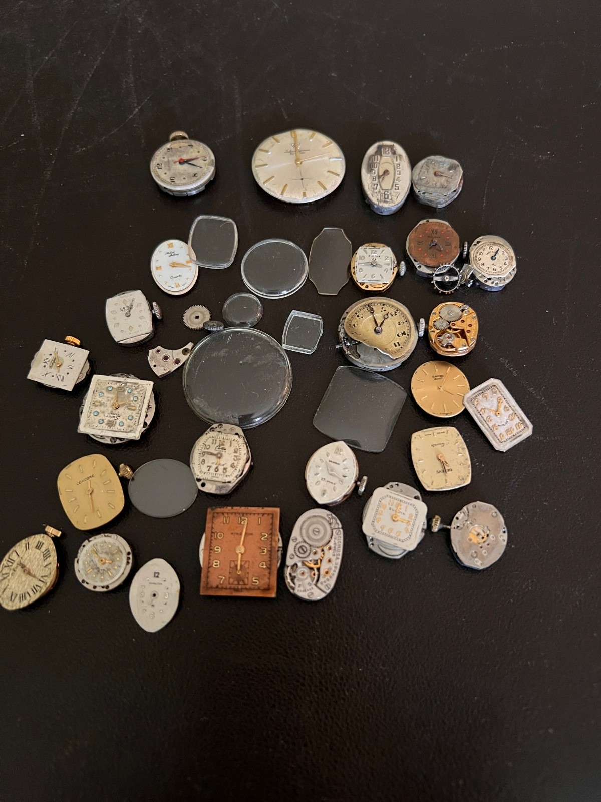 Vintage Watch Parts Faces Wheels Cases Small Parts Miscellaneous Lot As Is