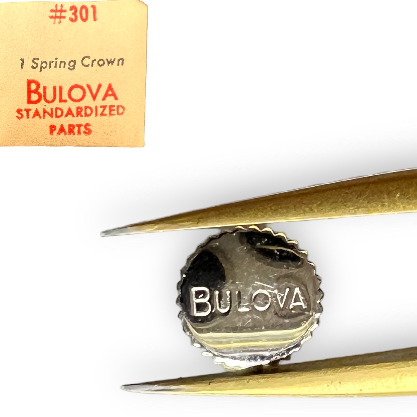 Bulova Spring Crown 301W 4.6mm Tap 10 White Fits Multiple Cal. See List NOS Read