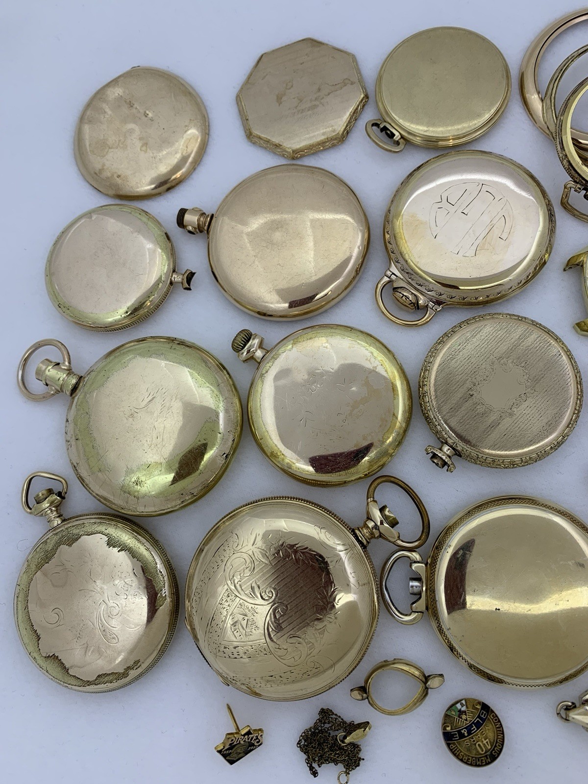 609 GRAMS Gold Filled RGP Plate Pocket Wrist Watch Case Scrap Lot & Other Pieces