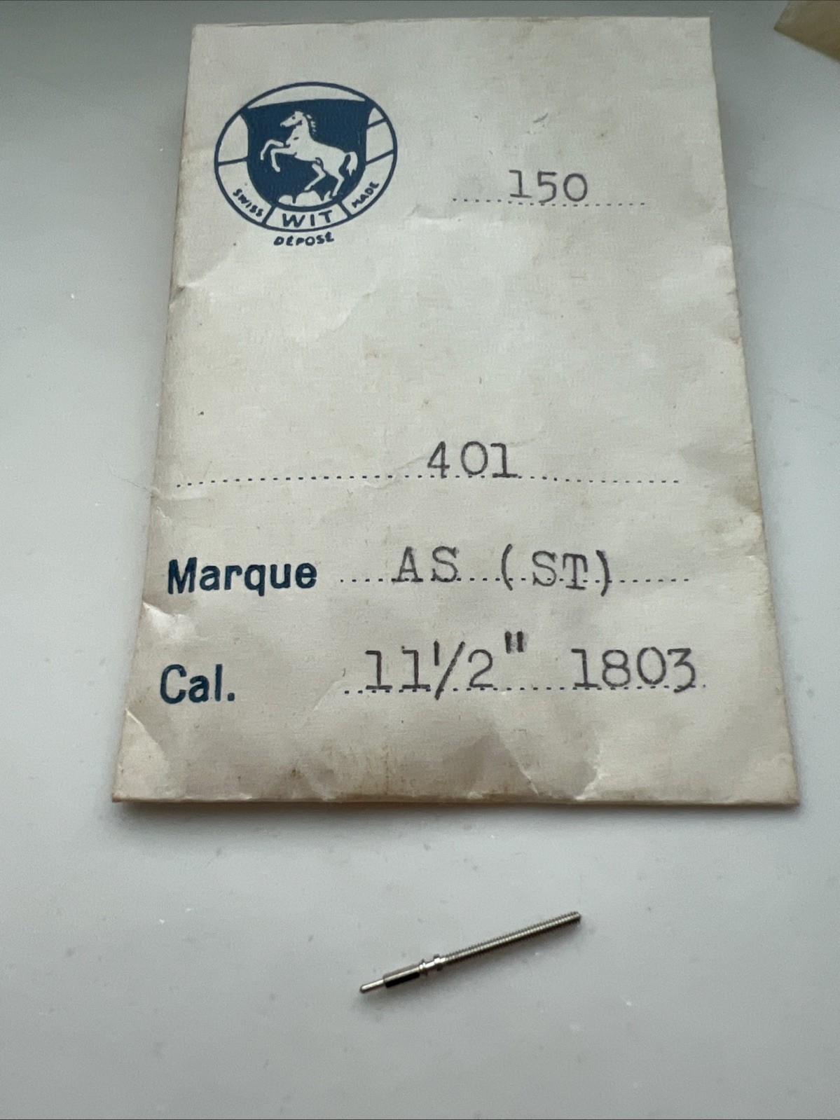AS ST 1801 1802 1803 1940 1941 1959 1951 Winding Stem 11 1/2” watch part #401