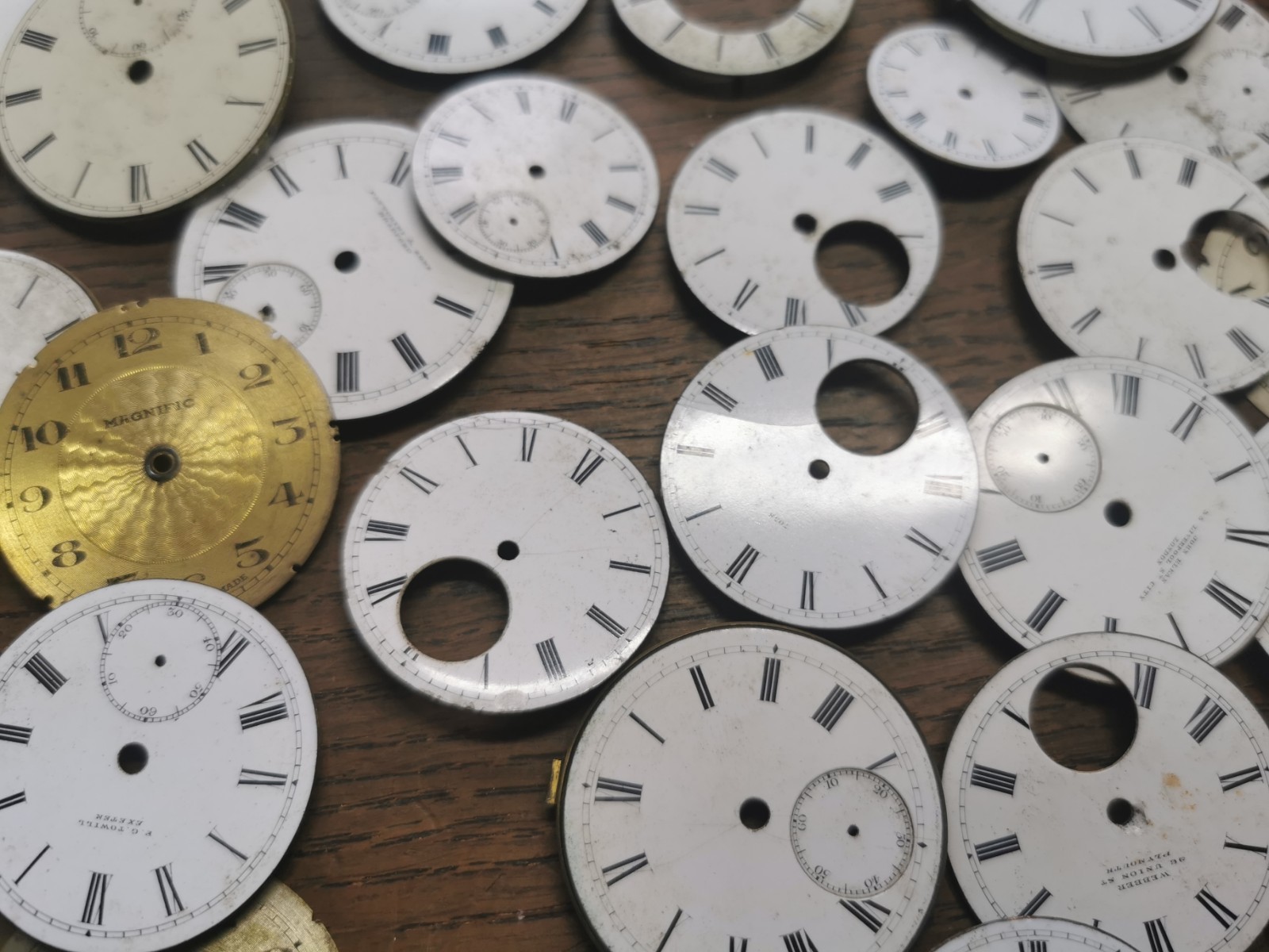 Pocket Watch Dials, Mostly Ceramic, Used, Various Sizes, Watchmaker Parts #R678