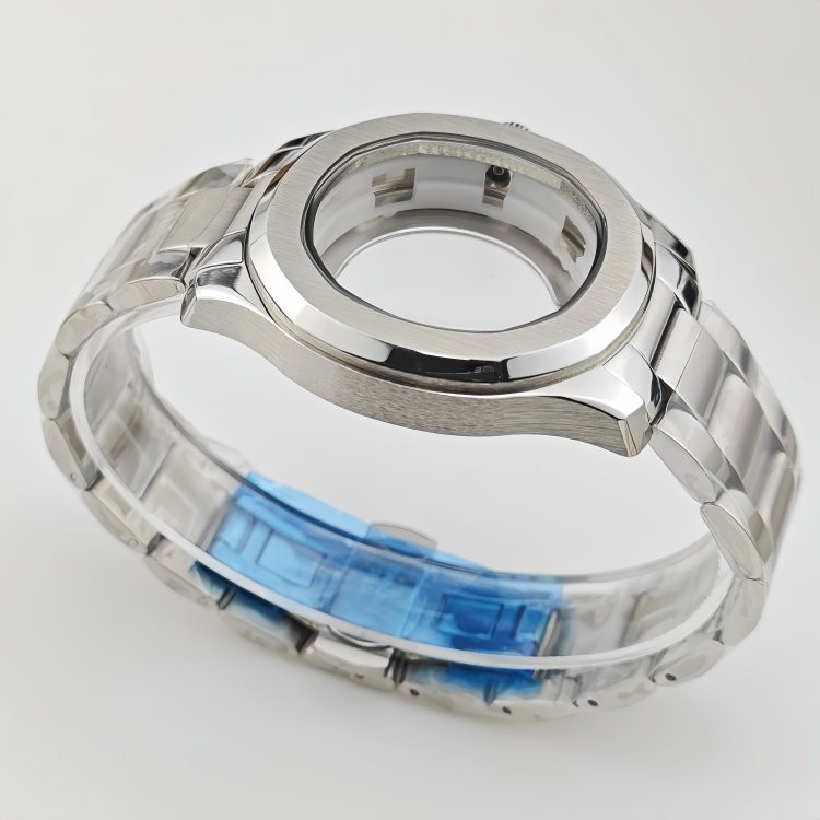 44mm Stainless Steel Watch Case + Strap Flat Glass for Nh35 Nh36 Nh38 Movement