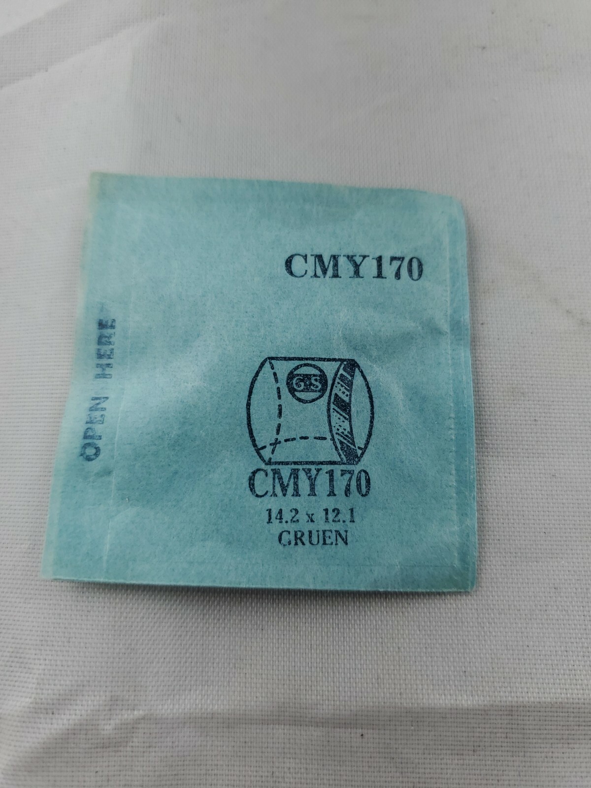 CMY170 GRUEN GS WATCH CRYSTAL 14.2×12.1 NOS