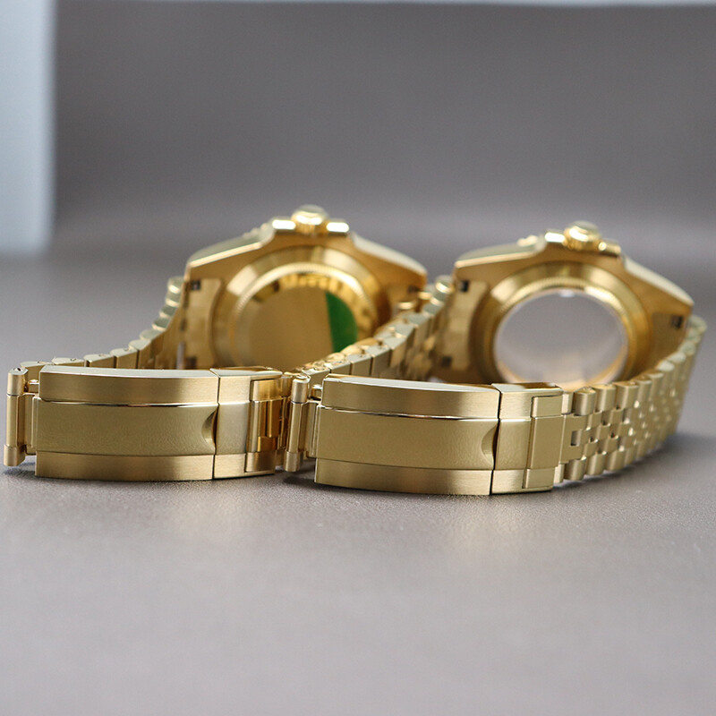 40mm Gold Watch Case+Strap Sapphire Glass For Seiko Nh35 Nh36 Eta 2824 Movement