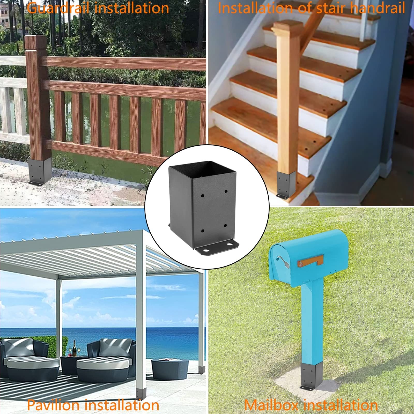 4×4 Post Base, 4×4 Post Bracket 4Pcs, Inner Size 3.6×3.6 inch Fence Post Anch…