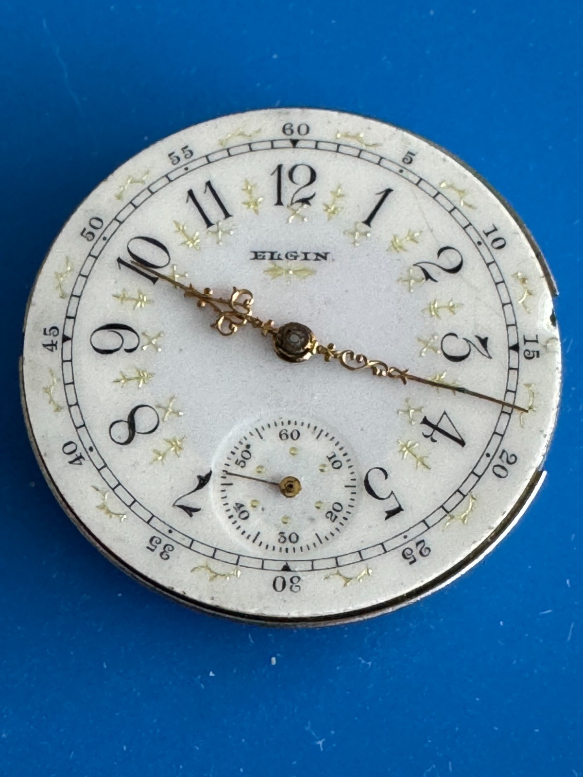 6 SIZE ELGIN GRADE 295 HUNTING POCKET WATCH MOVEMENT KEEPING TIME FANCY DIAL