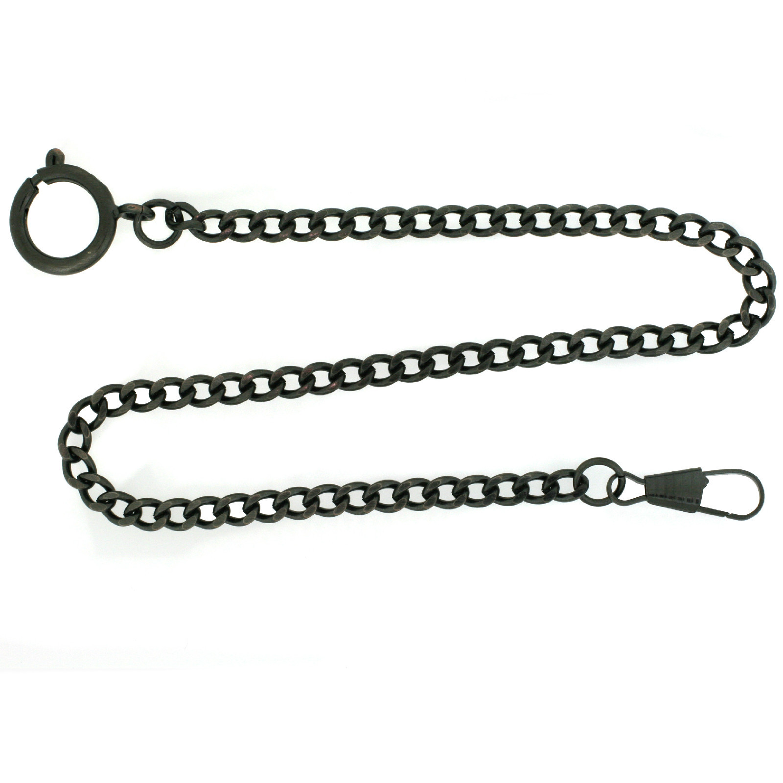 Pocket Watch Chain Fob Curb Design Gunmetal14″
