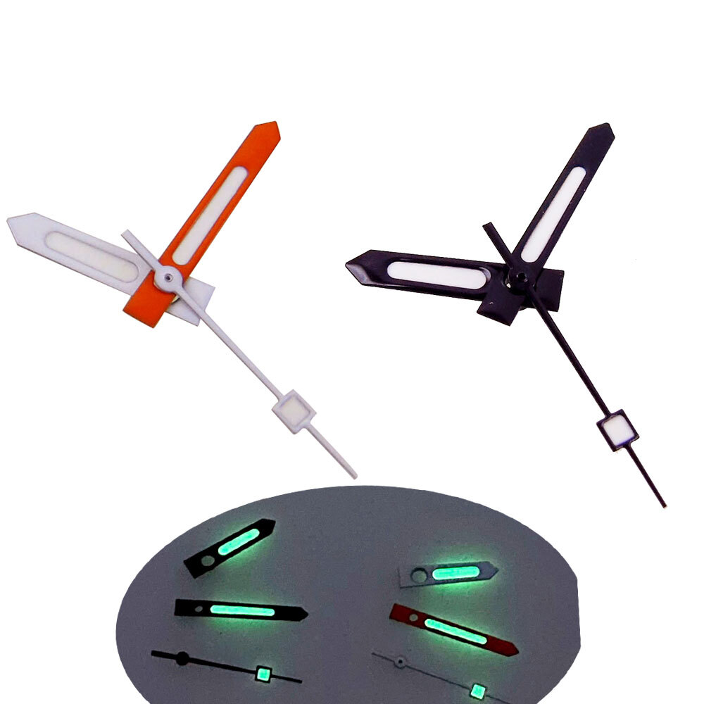 Black Edge White Orange Watch Hand luminous Fit NH34A NH35A NH36A movement
