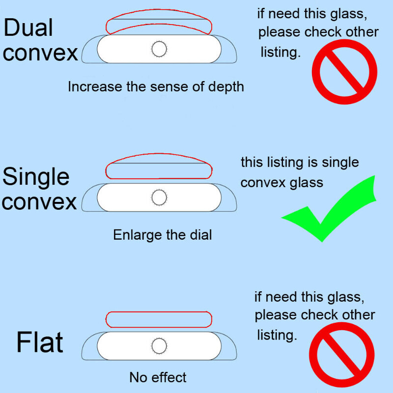Single Convex Watch Glass 16-45mm Replacement Clear Smart Watch Dial Lens Parts