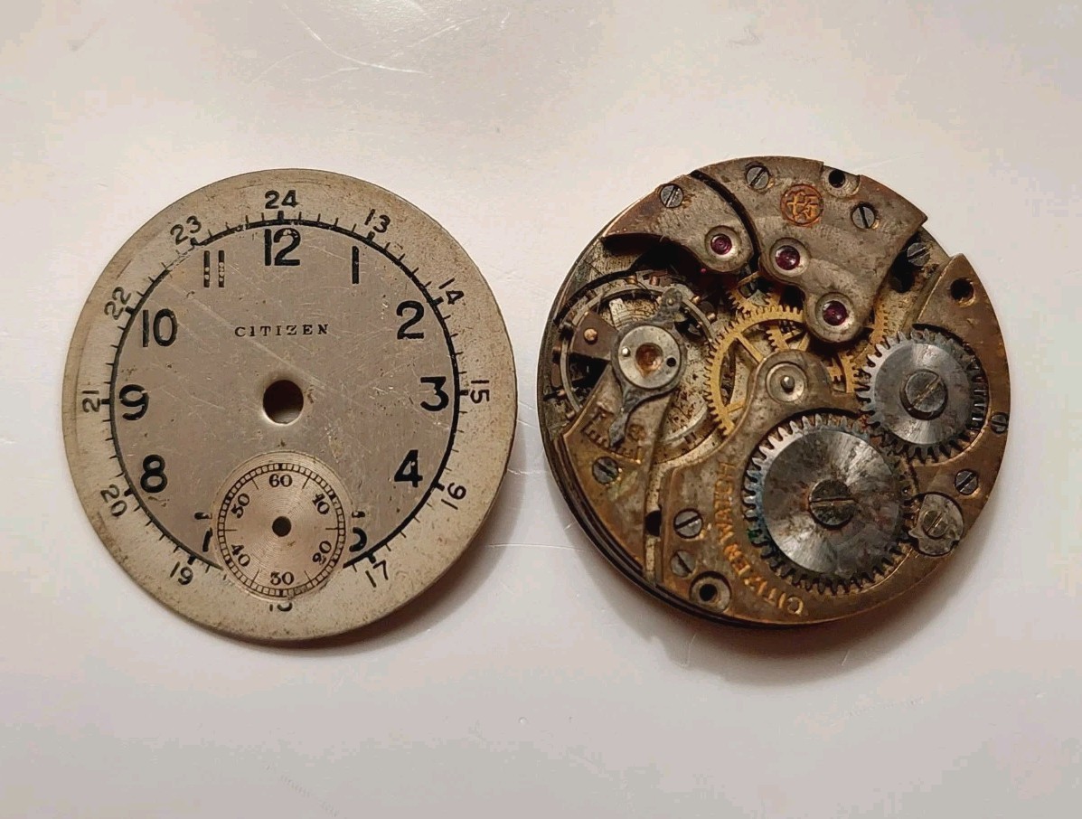 Vintage WWII Citizen Japanese Watch Movement and Dial