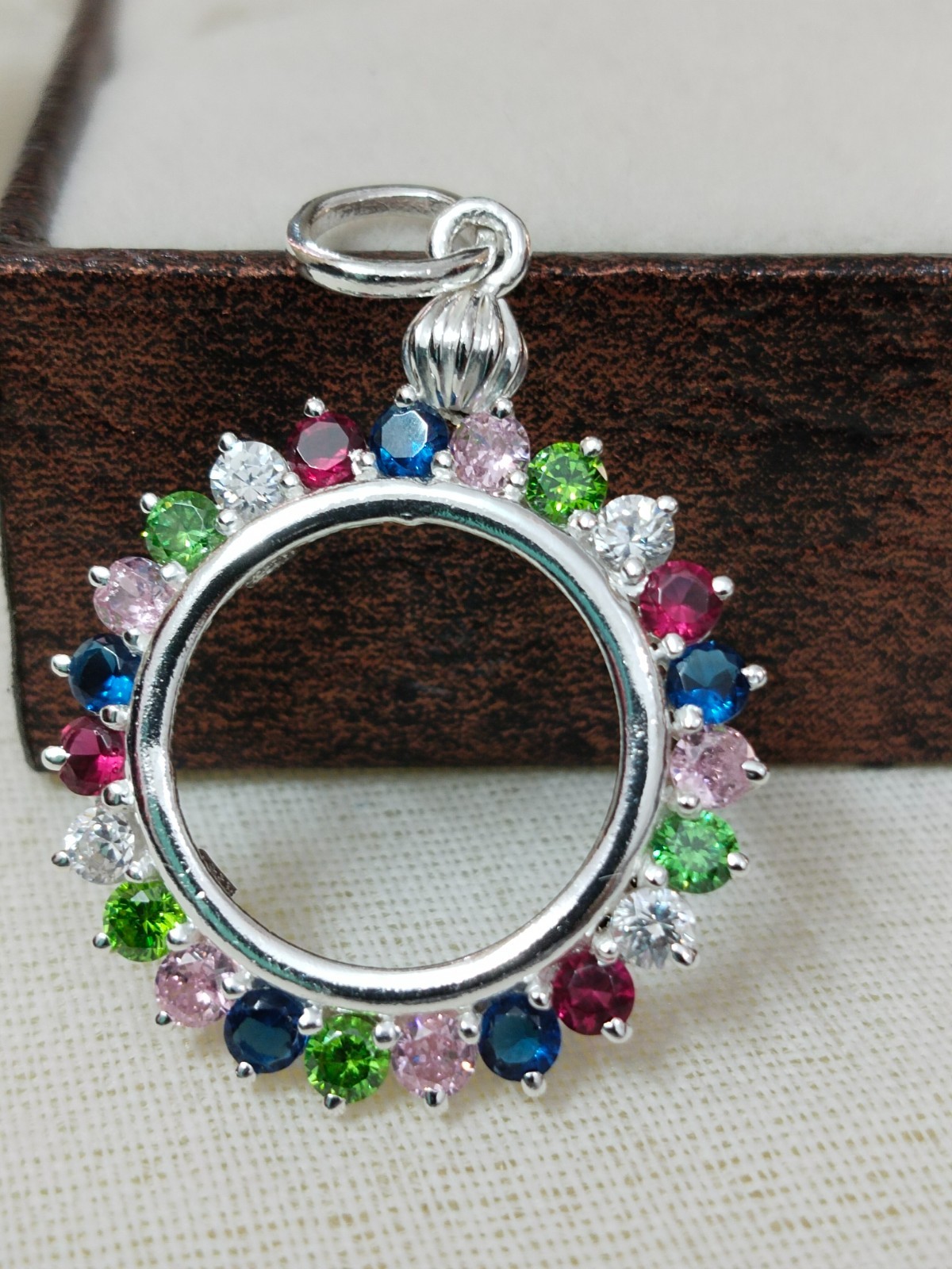 925 Sterling Silver Round CZ Bezel Pendant Handmade Blank Bezel