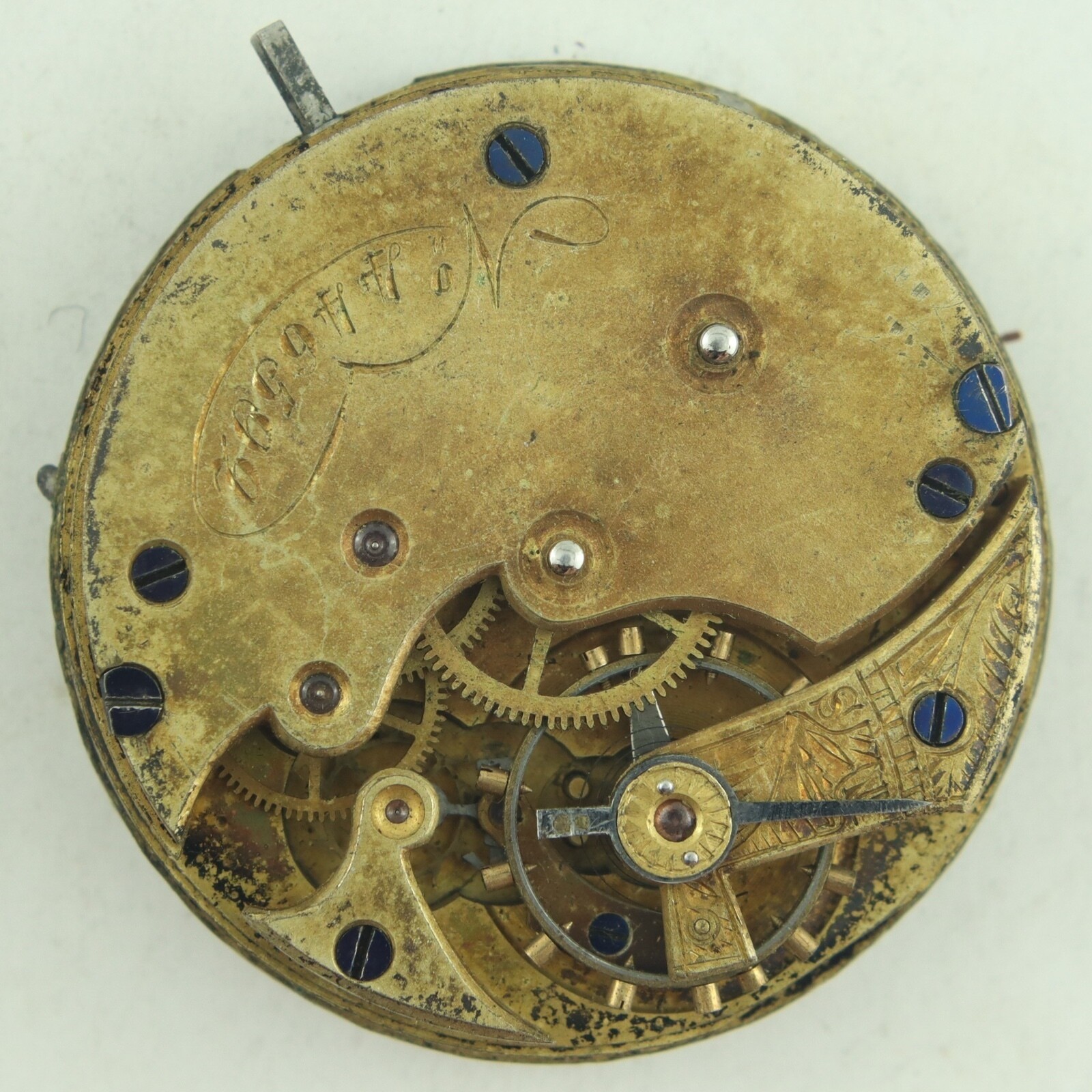 Antique 34.5mm Unbranded Mechanical Hunter Pocket Watch Movement for Repair