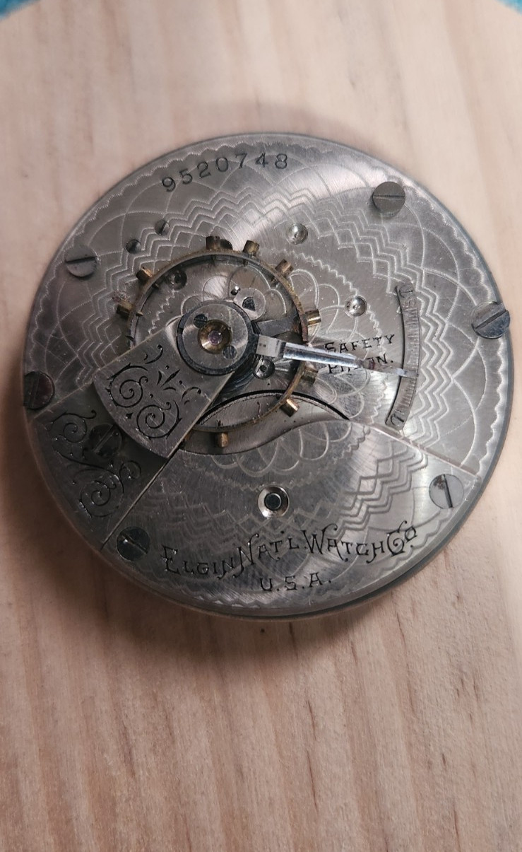 Elgin Natl Watch Co 9520748 45.5mm Pocket Watch Movement (MOVEMENT W/DIAL ONLY)