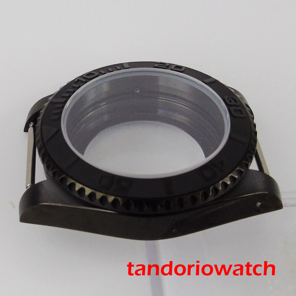 Brushed Black PVD Watch Case Fit ETA2824 NH34A NH35A MIYOTA 8215 Ceramic Bezel