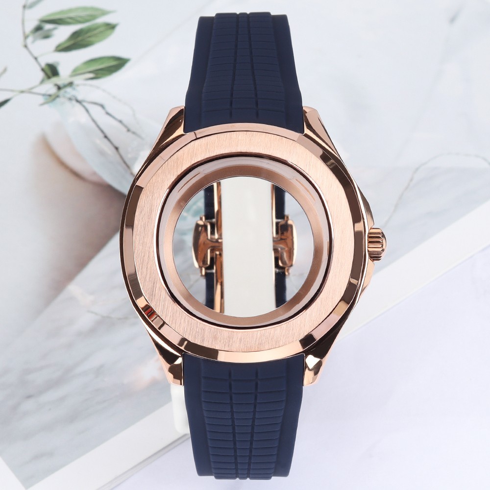 FEIYASHI 45mm Rose Gold Steel NH35 Watch Case Strap Sapphire For Seiko NH35 NH36