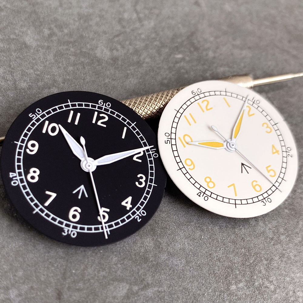 Black White Watch Dial 29mm Lume Mark Yellow Hand Fit NH35 NH36 NH38 Dive Watch