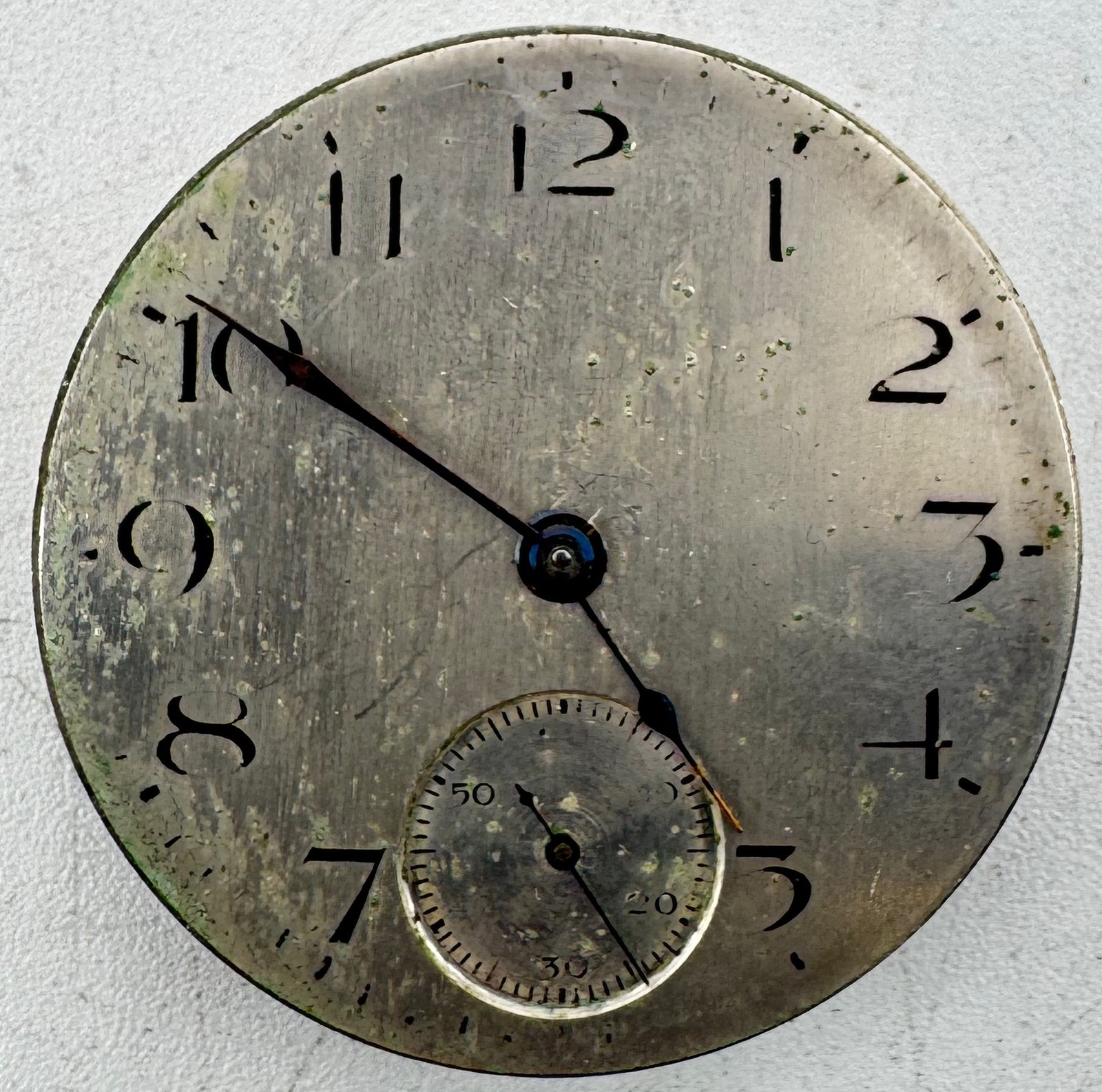 Antique 16s 1923 South Bend Metallic Dial Pocket Watch Movement 219 Pinstriped