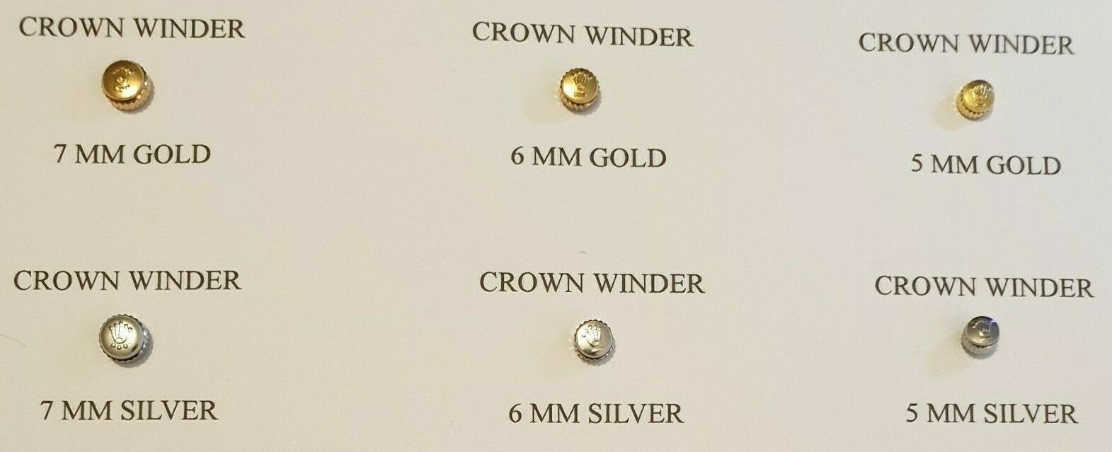 watch parts crown logo winders +case insert and rubber seal with crown logo