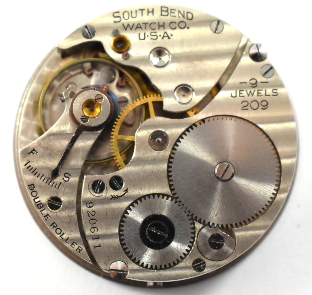 Vintage South Bend Grade 209 16s 9J OF Pocket Watch Movement lot.qg