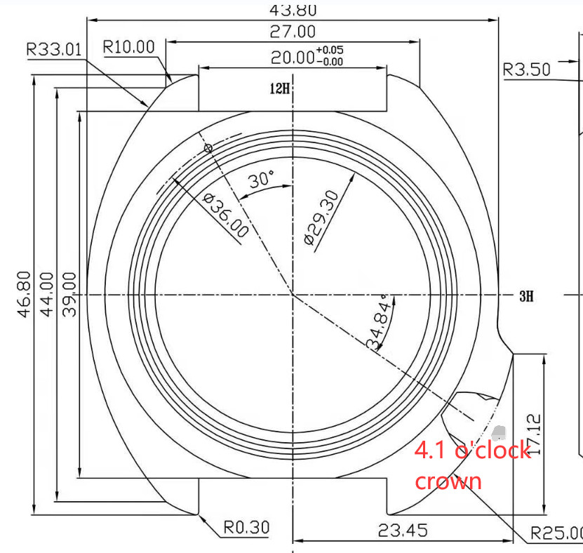 Sapphire glass Ceramic Bezel watch case 200m Water Resistance For NH35A NH36A