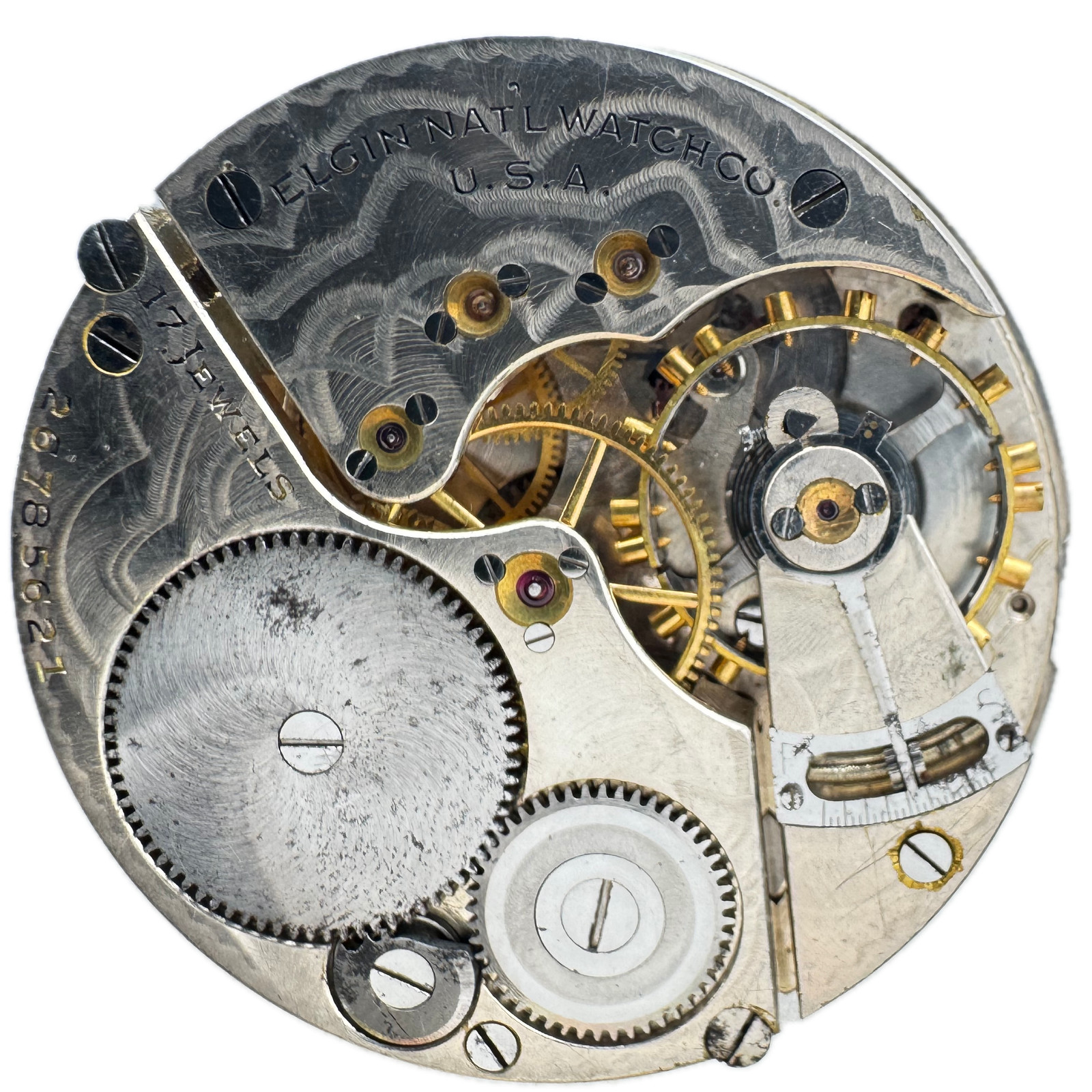 Antique 16s 1924 Elgin Double Sunk Heavy Arabic Pocket Watch Movement 387 USA