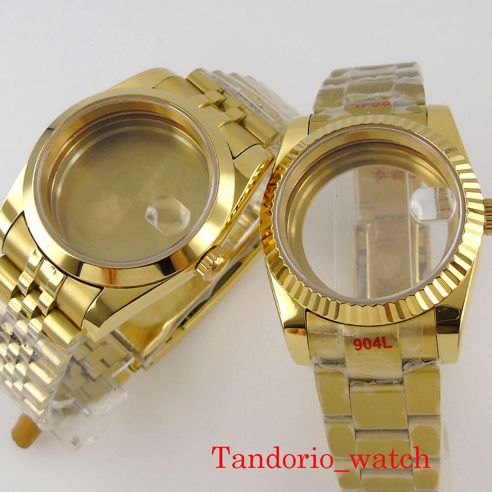 36mm/39mm Luxury Yellow Gold Watch Case/Strap For NH35A NH36 MIYOTA8215 Movement