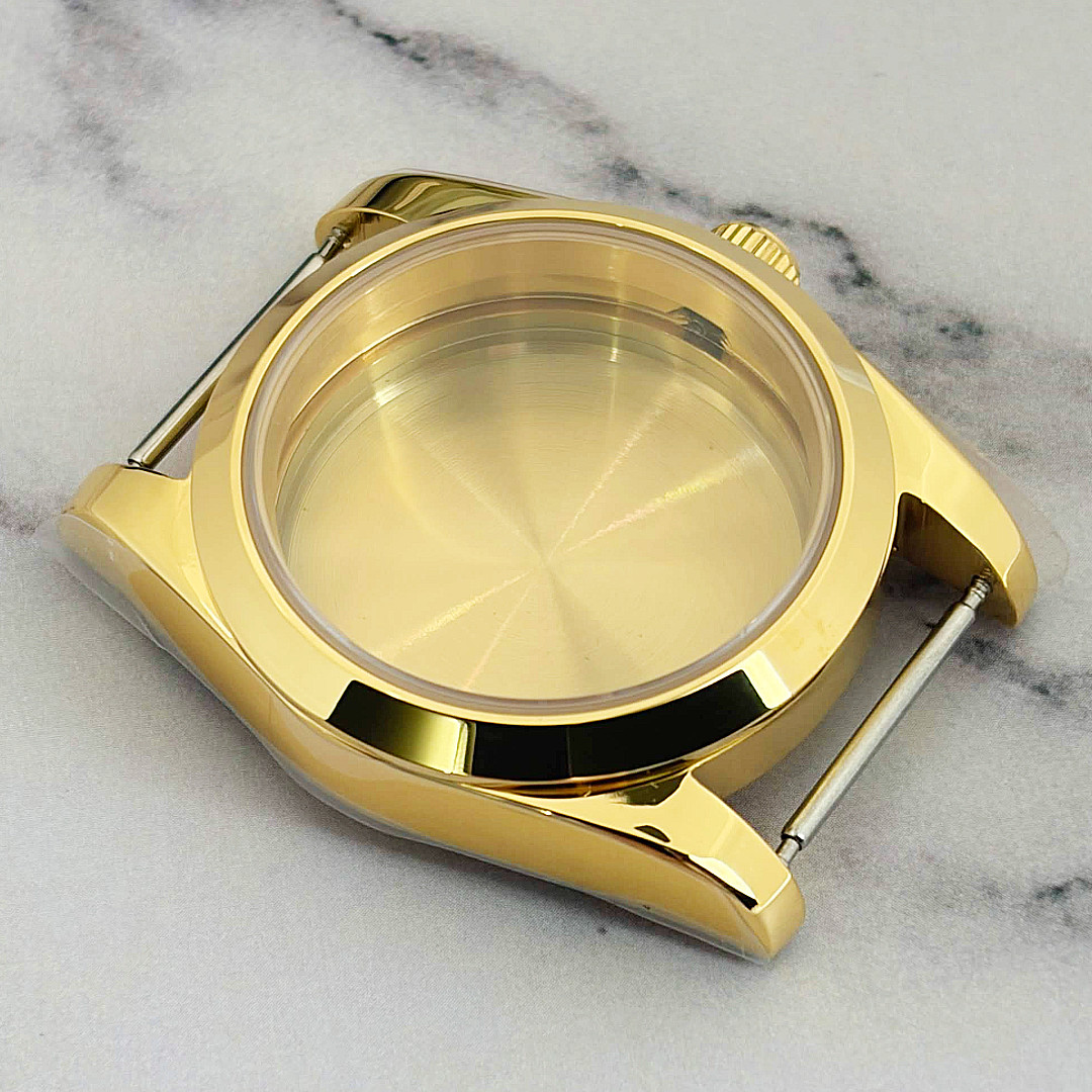 36mm Gold Stainless Steel Sapphire Watch Case Modify Kit For Nh35 Nh36Movement