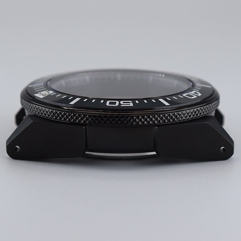 43.8mm Black Seiko Samurai Watch Cases Stainless Steel Sapphire For NH35 nh36 38