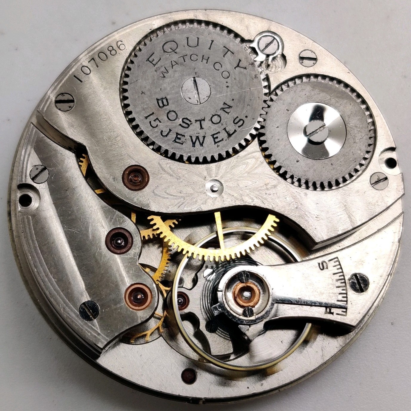 Vintage Equity Watch Co. High Grade 15 Jewel 16S Pocket watch movement running