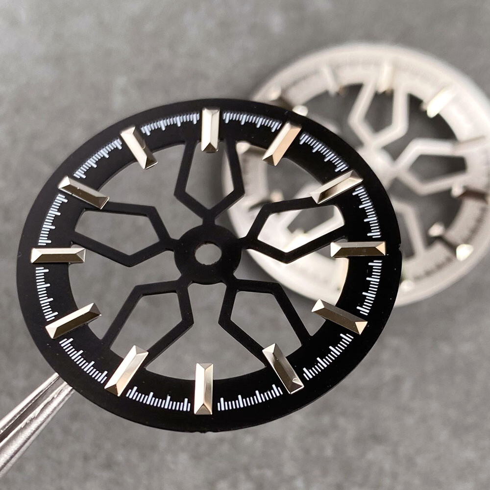 Tandorio 2024 New Skeletonized Spoke Watch Dial fit NH35 NH70 NH72 Movement part