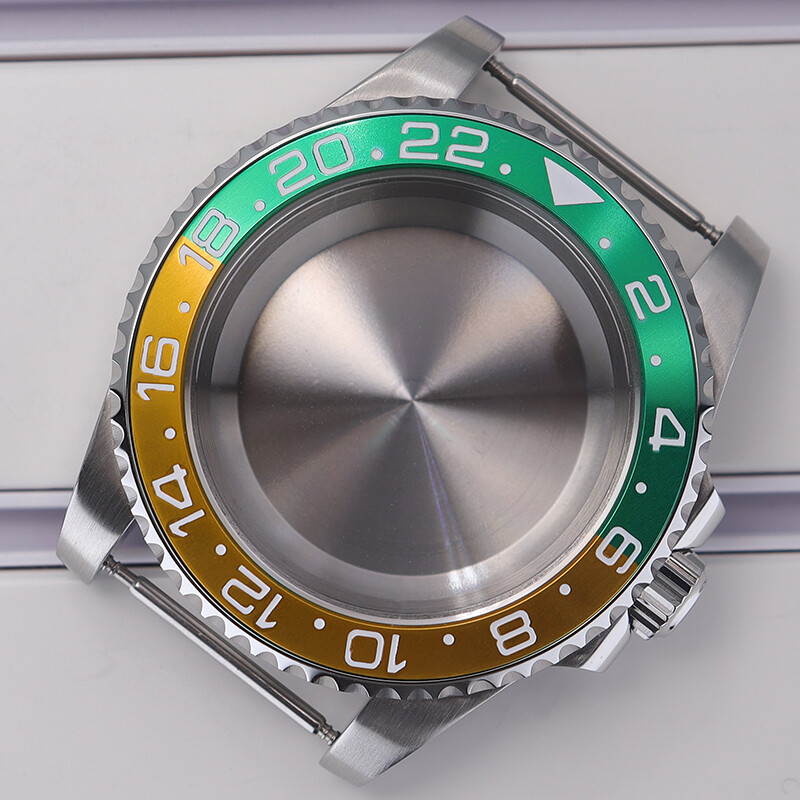 40mm Silver Watch Cases GMT Ceramic bezel For Seiko nh35 36 Movement 28.5mm Dial