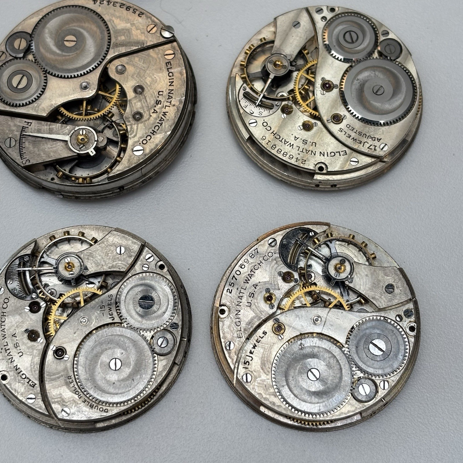 9x Vintage Elgin Pocket Watch Estate Repair Parts Bulk Lot Movement Dial