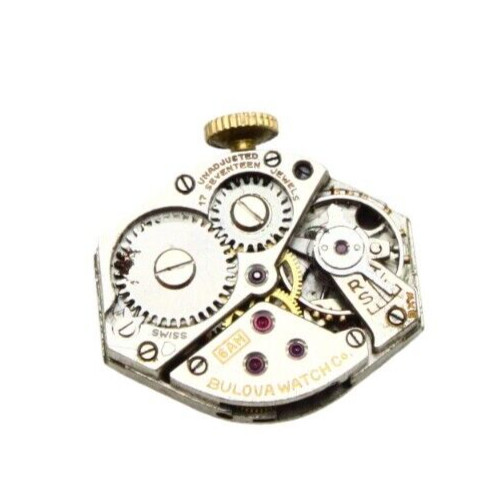 Bulova Model 6AM Vintage 17 J Watch Movement Size 6.75 x 8”’ =15.3 x 18 mm