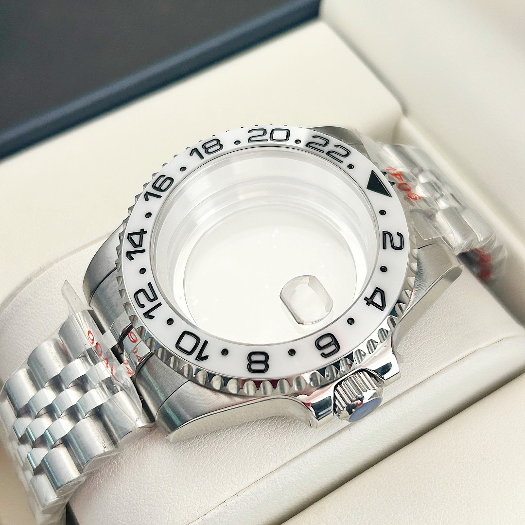 40mm Sapphire glass White ceramic bezel Watch Case fit japan NH35 NH36 MOVEMENT