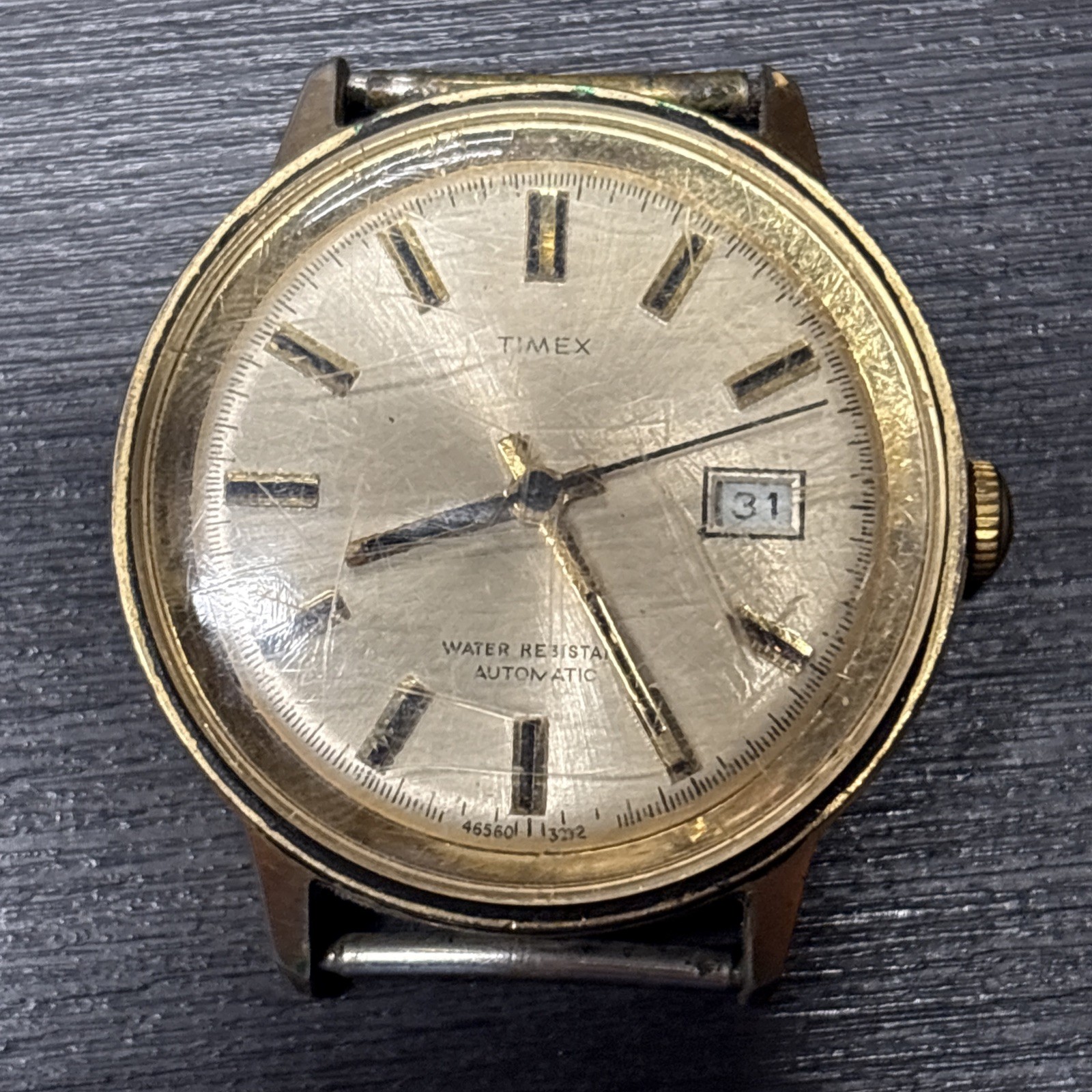Vintage Timex Water Resistant Automatic Men’s Watch Movement 35mm Case For Parts