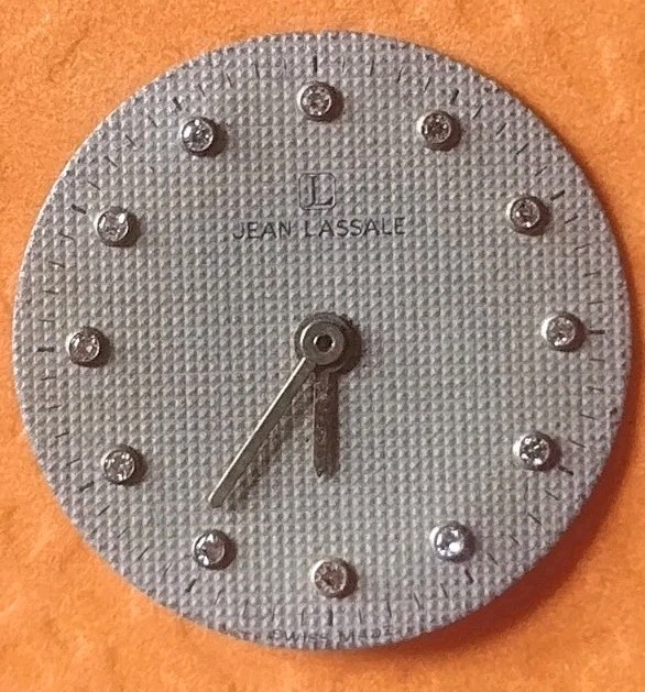 Jean Lassale silver metal watch dial diamond hour marks part, repair.