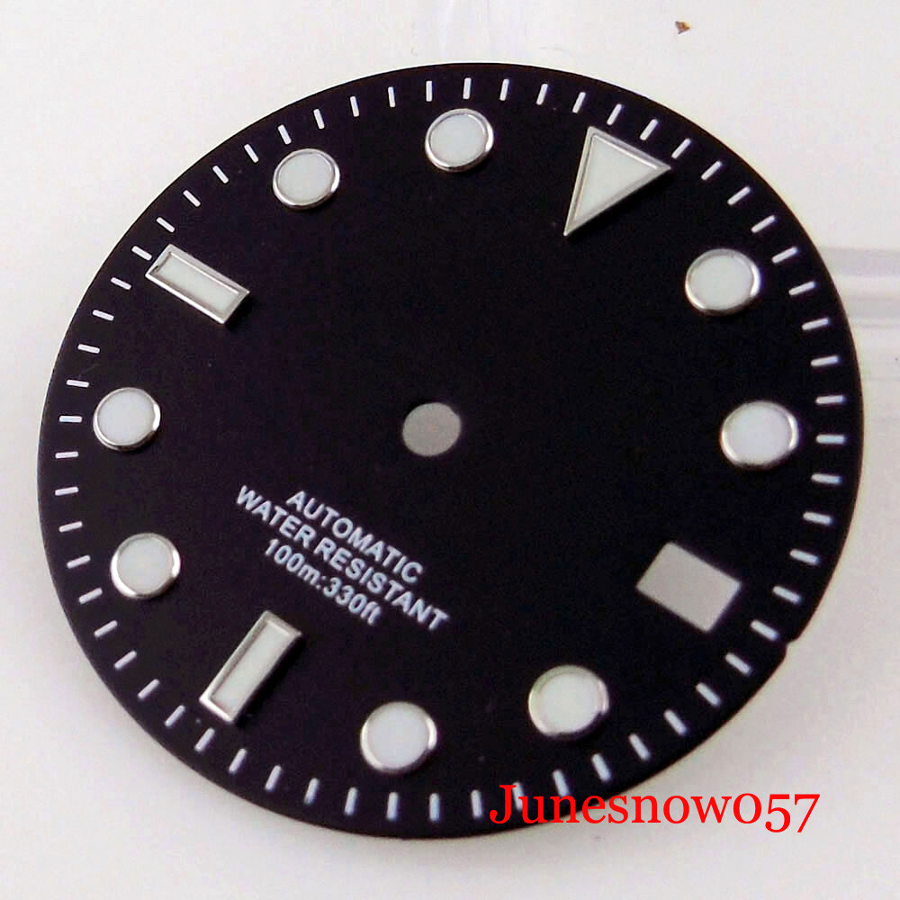 28.5mm Men’s Watch Dial Greenish-blue Luminous Fit NH35A MIYOTA ETA2824 Movement