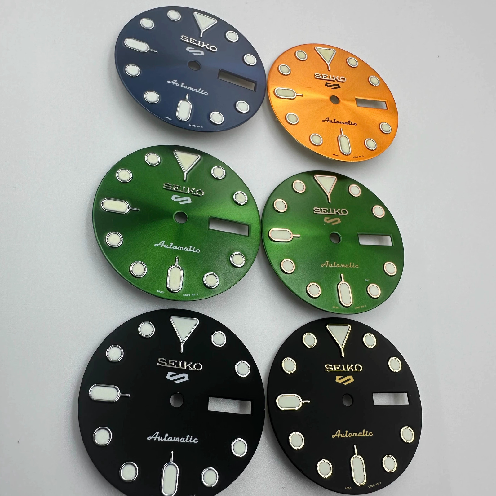 28.6mm Black Green Luminous Watch Dial Double calendar Fit NH35 NH36 Movement