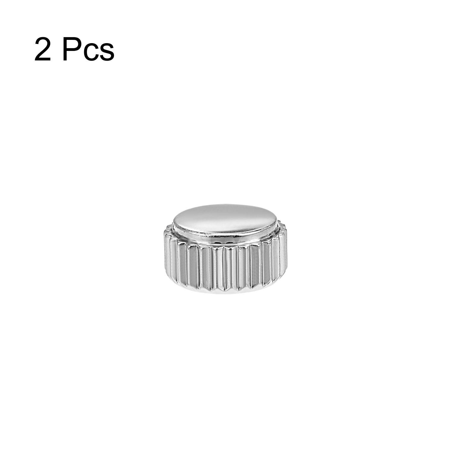 2Pcs 6mm Watch Crown Parts SUS304 Flat Short Stem 2.5mm ID Silver Tone