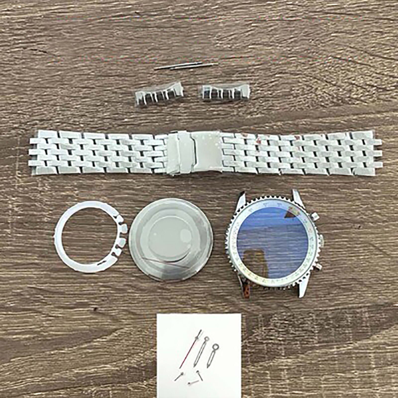46.5MM Stainless Steel Watch Case + Strap + Hands For Japan VK63 Quartz Movement