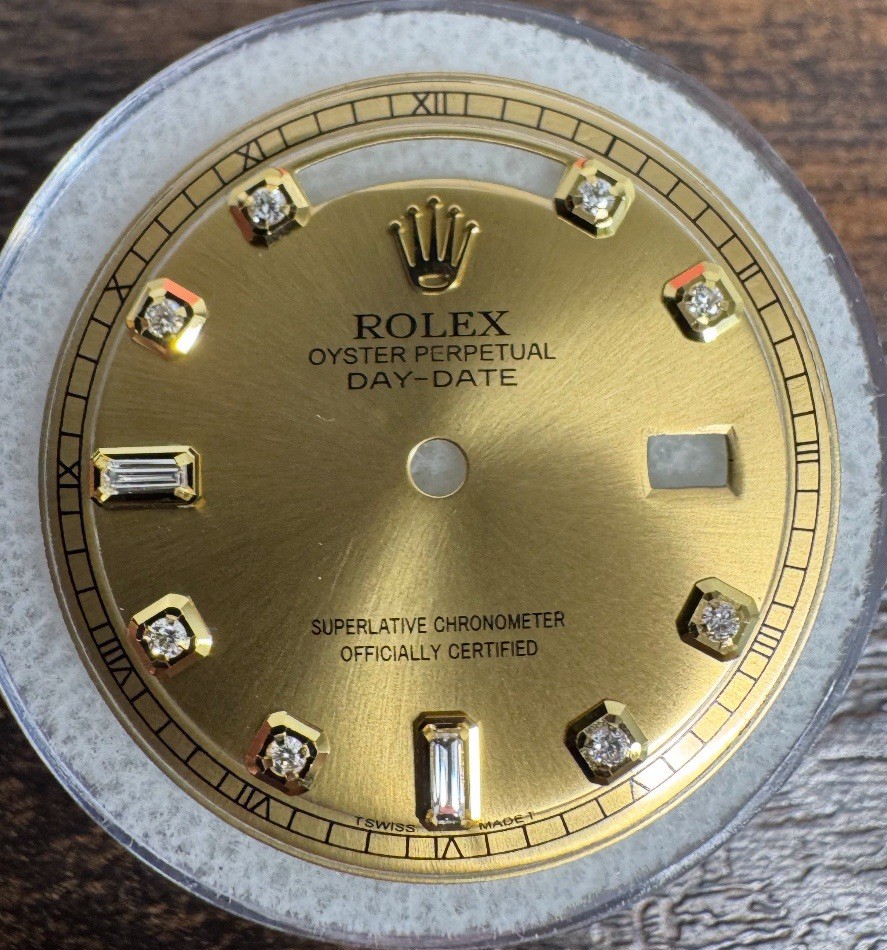 Rolex Mens NonQuick President Custom Champagne Baguette Diamond Dial For 1803