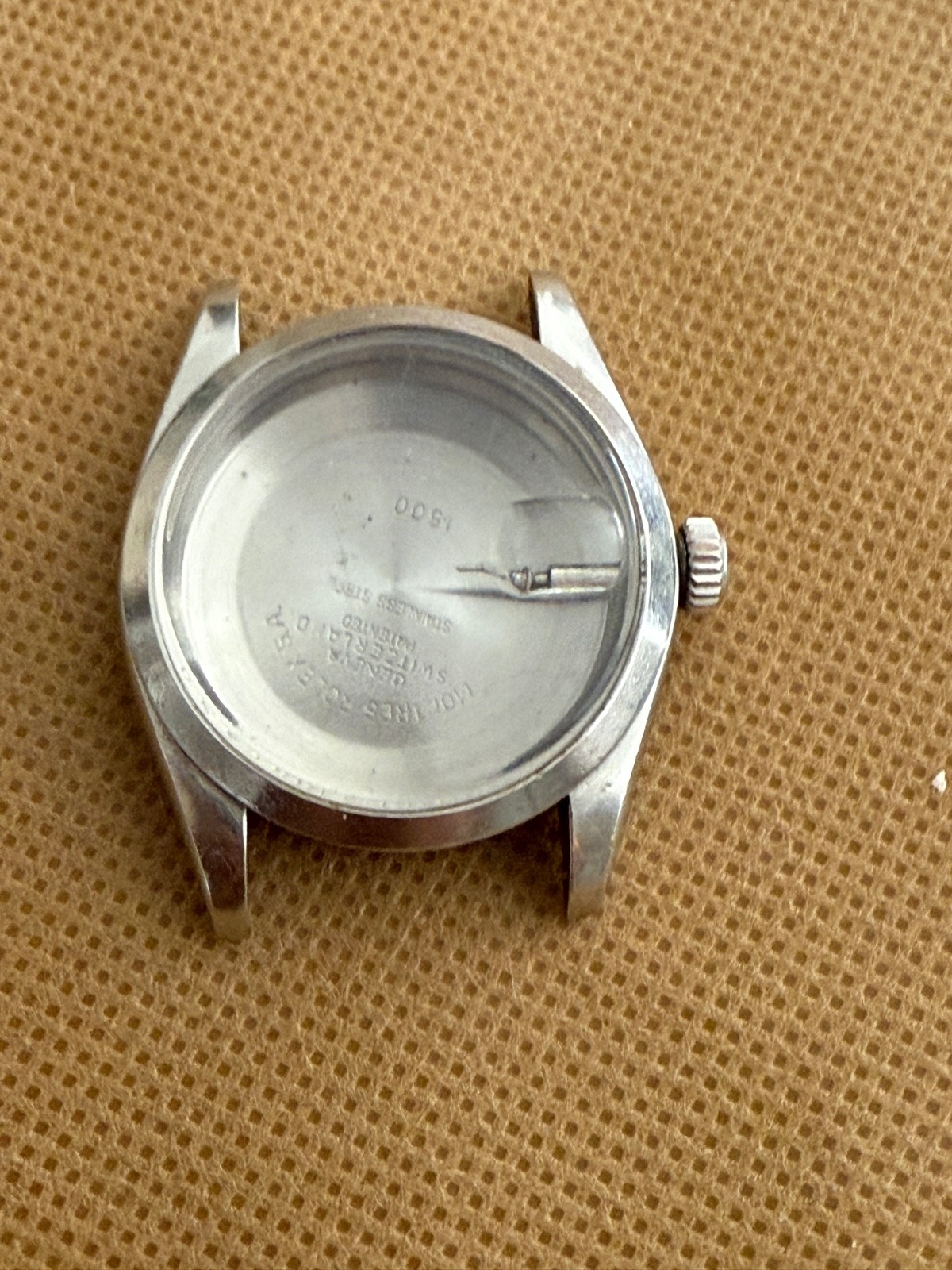 100% Original rolex 1500 steel case with glass and bezel used condition 34mm