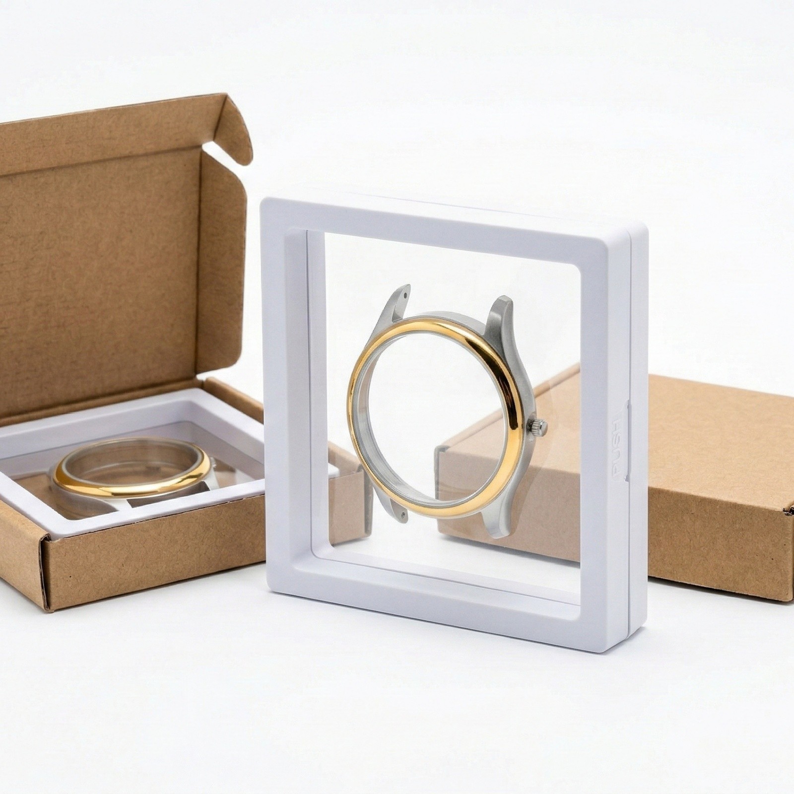 41mm glass Silver & Gold Watch Case back cover waterproof ring for 2035 Movement