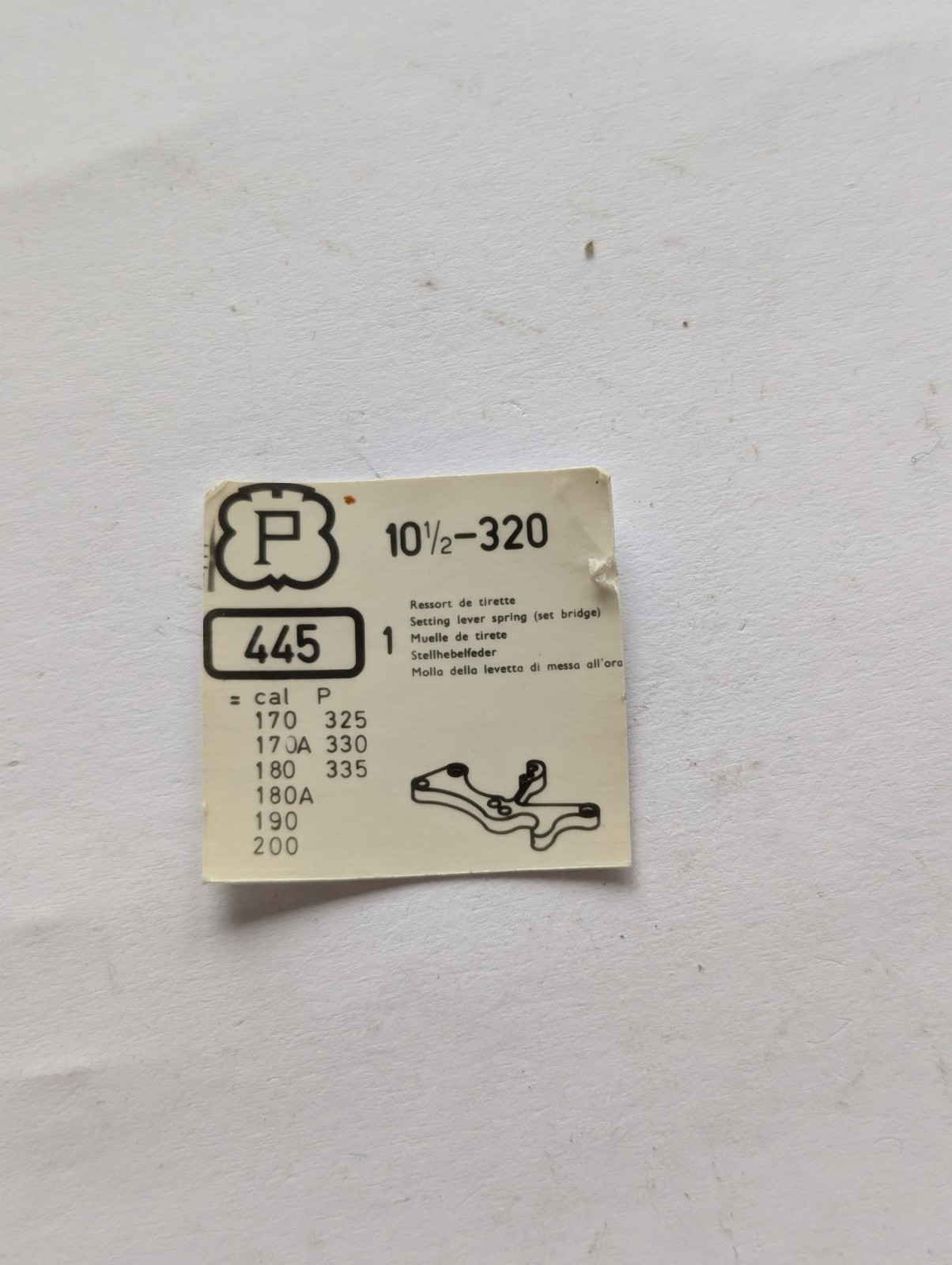 Peseux 170/180/190/200/325/330/335 Mechanical Watch Setting Lever