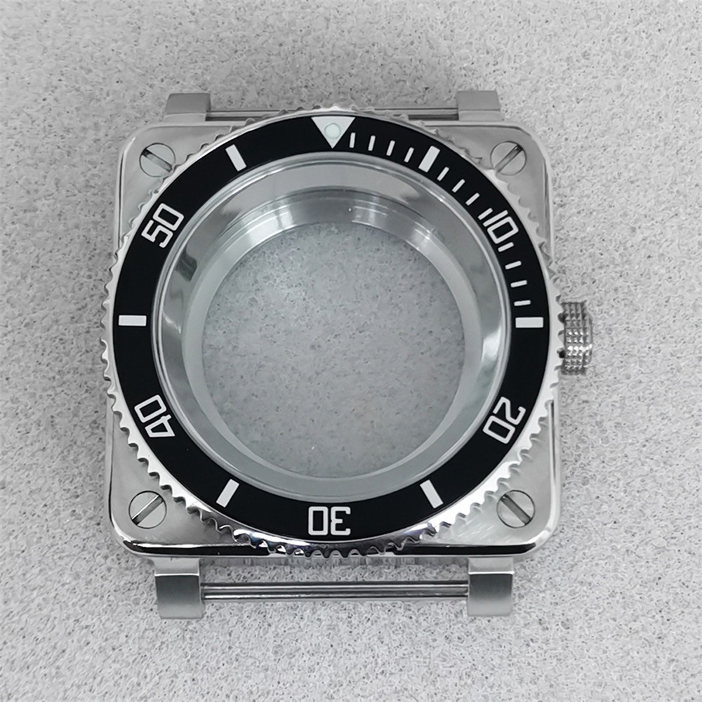 Square Watch Case Stainless Steel Sapphire Glass For NH35/NH36/4R/7S Movement