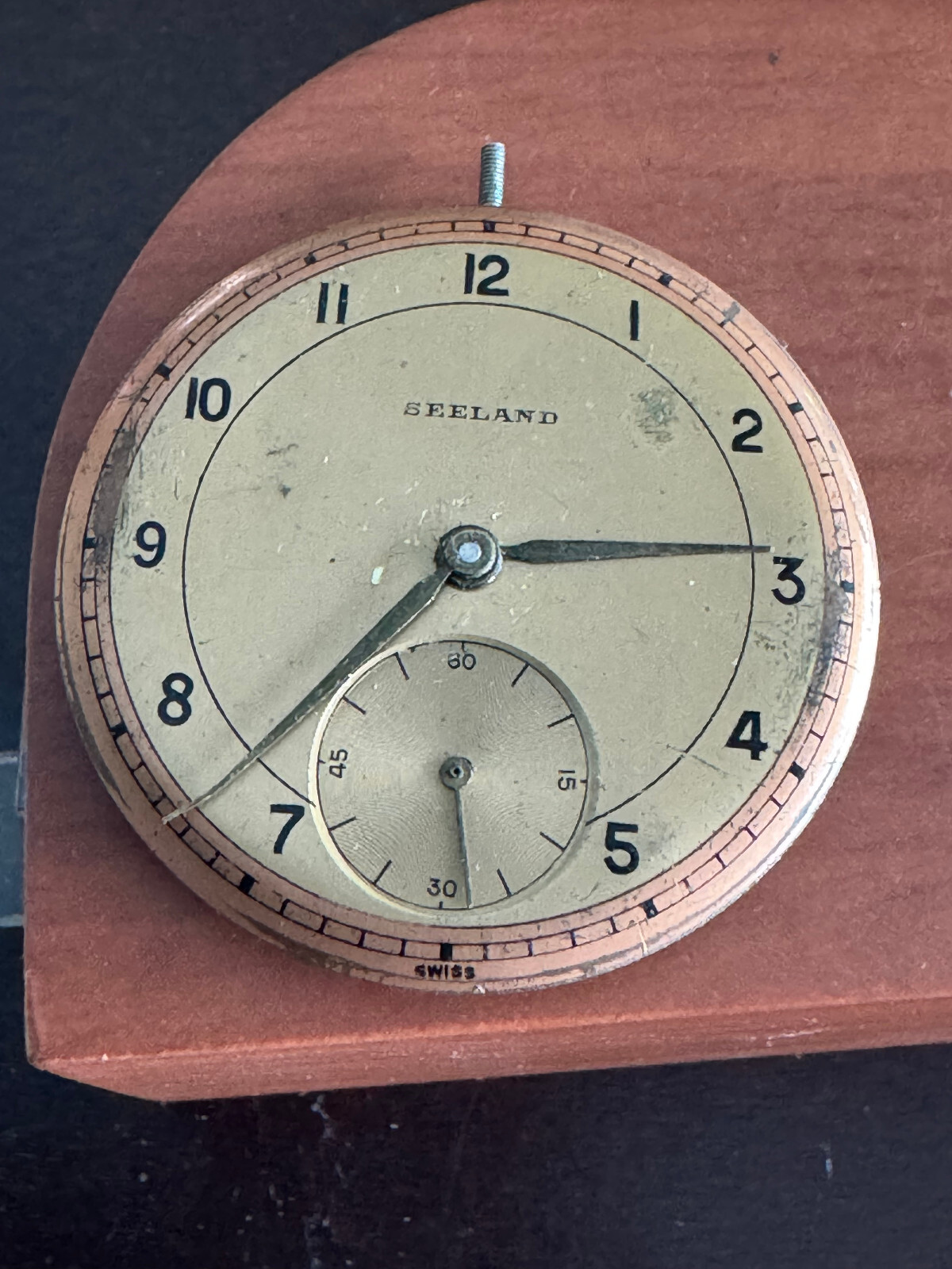 VINTAGE 38.55MM SEELAND POCKET WATCH MOVEMENT, BAD STAFF AND HAIRSPRING , 17 J