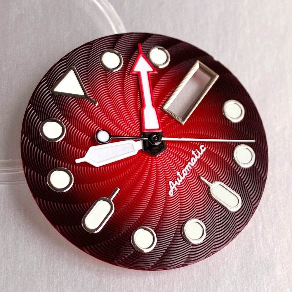 29mm Date Week Fit NH36A NH36 Red Sunburst Watch Dial Luminous Watch Parts