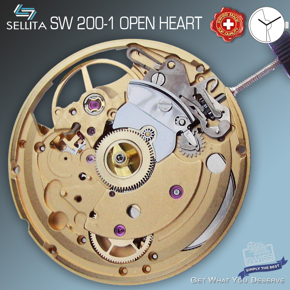 MOVEMENT SELLITA SW200-1 AUTOMATIC, OPEN HEART , GOLD, COMPATIBLE ETA 2824